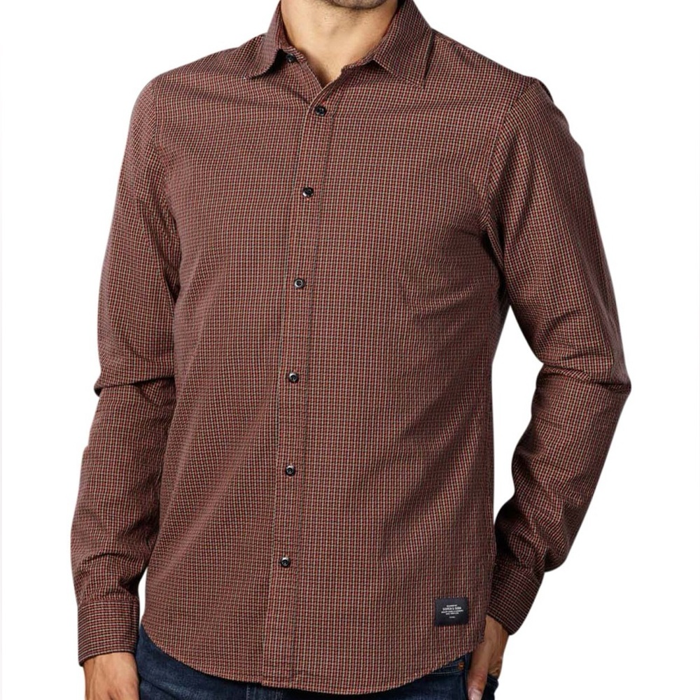 Scotch & Soda Men's Orange Checkered Shirt